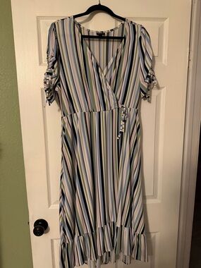 torrid Multicolor Striped Wrap Midi Dress